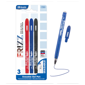 Bazic Frizz Assorted Color Erasable Gel Pens 3PK