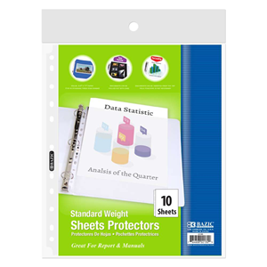 Bazic 10 Pack Sheet Protector Standard Weight Top Loading