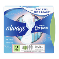 Always Infinity Heavy Flow Maxi Pads with Flexi-Wings, Unscented 16ct