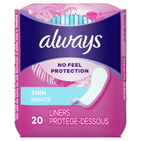 Always Thin No Feel Protection Liners Unscented, 20ct