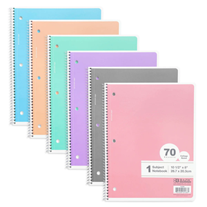 Bazic 1-Subject Pastel Spiral College Ruled Notebook