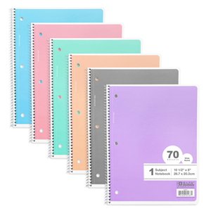 Bazic 1-Subject Pastel Spiral Wide Ruled Notebook