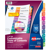 Avery Dividers 10 Tab Customizable