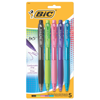 BIC BU3 Retractable Ball Pens Assorted Colors 5PK