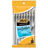 BIC Round Stic Grip Xtra Comfort Black Pens 8PK