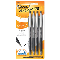 BIC Atlantis Retractable Ballpoint Pens Black 4PK
