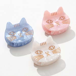 Adorro - Saltwater Kitty Cat | Small Cat Face Claw Clip