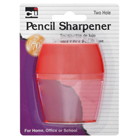 2 Hole Pencil Sharpener with Receptacle Colors May Vary
