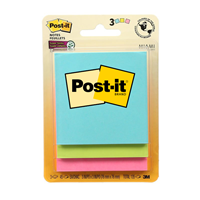 3M Post-it Sticky Notes 3" x 3" Assorted Colors 3PK