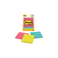 3M Post-it Lined Notes 3" x 3" Assorted Colors 3PK