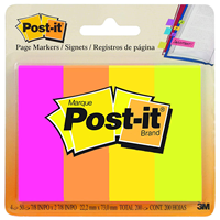 3M Post-it Page Markers 7/8" x 2 7/8" Assorted Colors 4PK