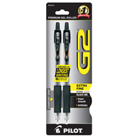 Pilot G2 Extra Fine 0.5mm Black Ink Pens 2PK