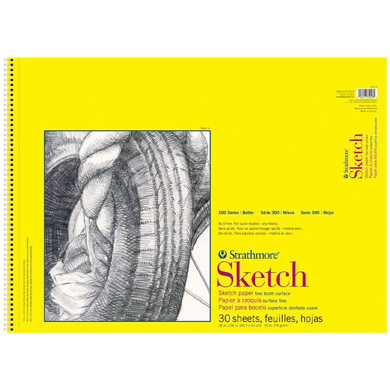 PRO ART Drawing Paper, 18-inch x 24-inch, 25 Sheet Wire Bound Pad