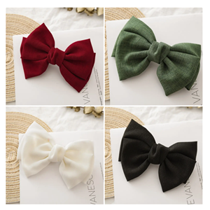 Adorro - Linen Bow French Barrette Hair Clip