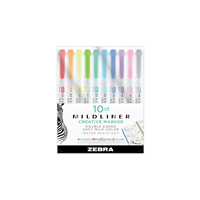 Zebra 78101 Mildliner Double-Ended Flourescent Highlighters 10PK